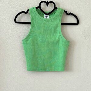 Destined Green Sleeveless Ribbed Crop Top NWOT Size S
